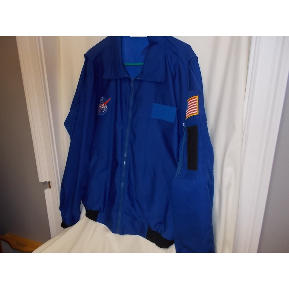 Countdown Creations NASA Flight Jacket Blue XXL Bomber Space Pioneer USA Patch